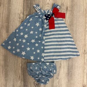 Bonnie Baby Blue and Red Casual Dress with Star and Stripe Design